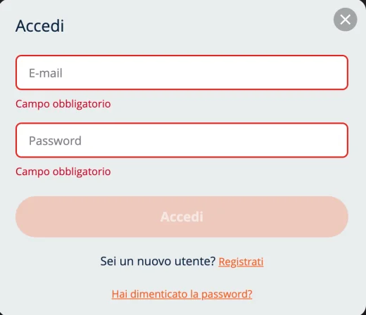 Schermata di login Alpino